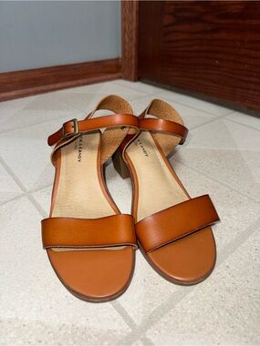 Rock & Candy Cognac Brown Ankle-Strap Sandals